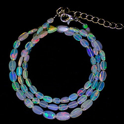 ★エチオピアンオパール27.3ct/46cm★ネックレス★ナゲット1連ビーズ★宝石蛋白石天然石opal★ホワイトオパール 3枚目の画像