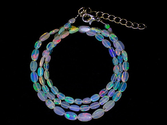 ★エチオピアンオパール27.3ct/46cm★ネックレス★ナゲット1連ビーズ★宝石蛋白石天然石opal★ホワイトオパール 3枚目の画像