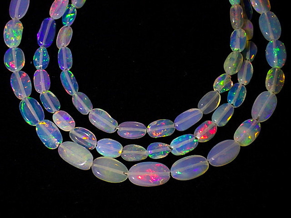 ★エチオピアンオパール27.3ct/46cm★ネックレス★ナゲット1連ビーズ★宝石蛋白石天然石opal★ホワイトオパール 2枚目の画像