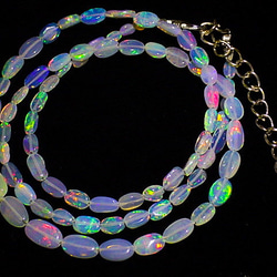 ★エチオピアンオパール27.3ct/46cm★ネックレス★ナゲット1連ビーズ★宝石蛋白石天然石opal★ホワイトオパール 1枚目の画像