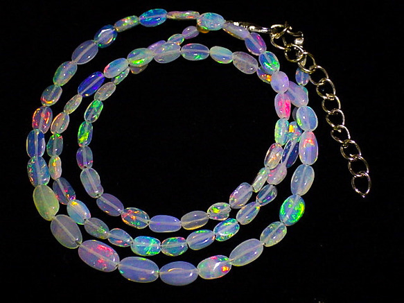 ★エチオピアンオパール27.3ct/46cm★ネックレス★ナゲット1連ビーズ★宝石蛋白石天然石opal★ホワイトオパール 1枚目の画像