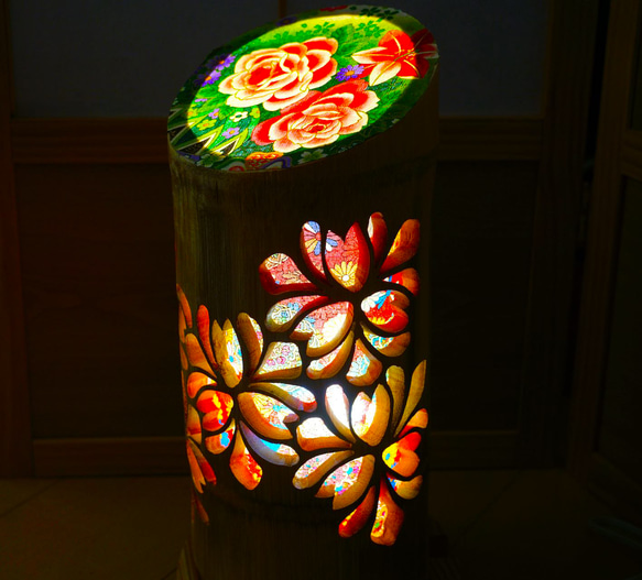 竹灯り・竹あかり・竹灯籠・竹灯篭・竹ランプ ～～ 癒しの灯り☆春華☆～～