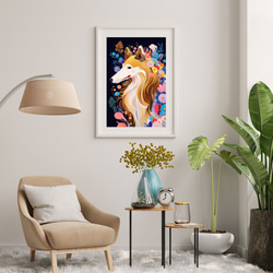 【花とラフコリー犬の夢の世界 No.11】アートポスター 犬の絵 犬の絵画 犬のイラスト 7枚目の画像