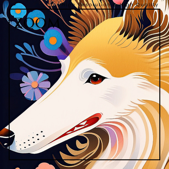 【花とラフコリー犬の夢の世界 No.11】アートポスター 犬の絵 犬の絵画 犬のイラスト 3枚目の画像