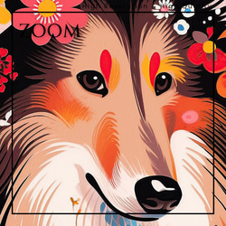 【花とラフコリー犬の夢の世界 No.13】アートポスター 犬の絵 犬の絵画 犬のイラスト 3枚目の画像
