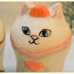 猫のお雛様　ひな人形　頭大きいネコ　白猫　手作り陶器・陶芸　ネコの置き物　おひなさま 10枚目の画像