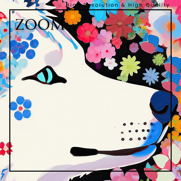 【花とシベリアンハスキー犬の夢の世界 No.3】アートポスター 犬の絵 犬の絵画 犬のイラスト 3枚目の画像