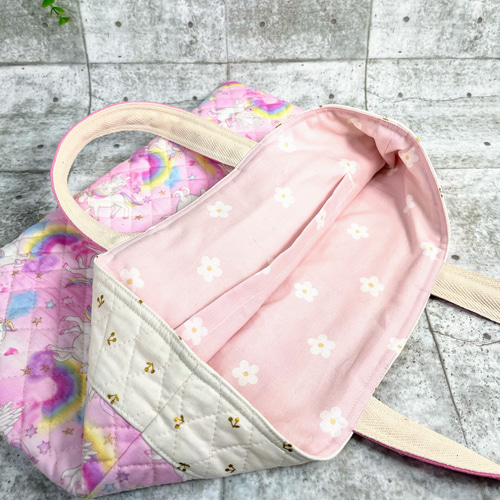 ハンドメイド＊ユニコーン柄とさくらんぼ柄の手提げ袋＊130106c