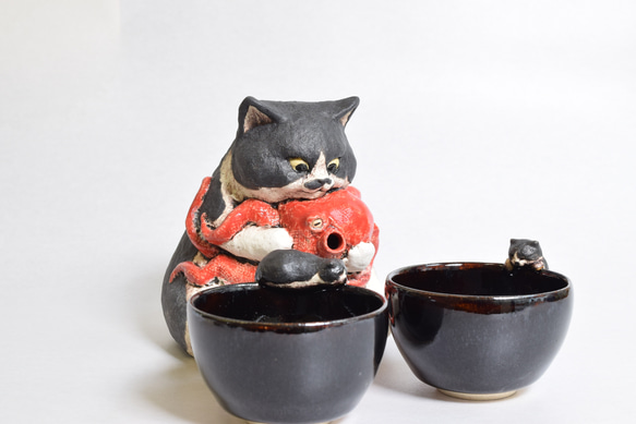 ※O様オーダー　猫徳利（大）　猫口2個セット 1枚目の画像