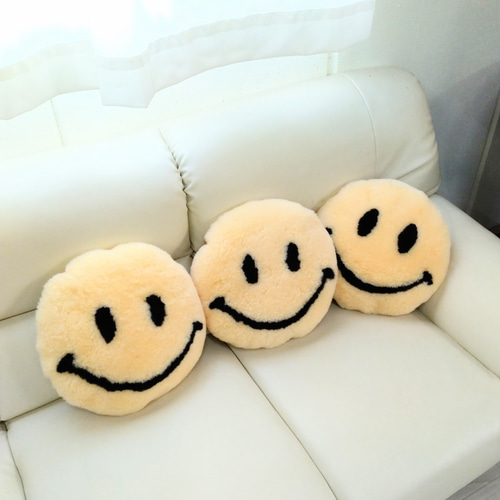 ムートンピローケース ムートンピロークッション スマイル クッション・クッション