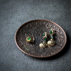 ペルシャの銅皿　飾り皿（ガラムザニー）Φ15ｃｍ【GHALAM ZANI -031】 9枚目の画像