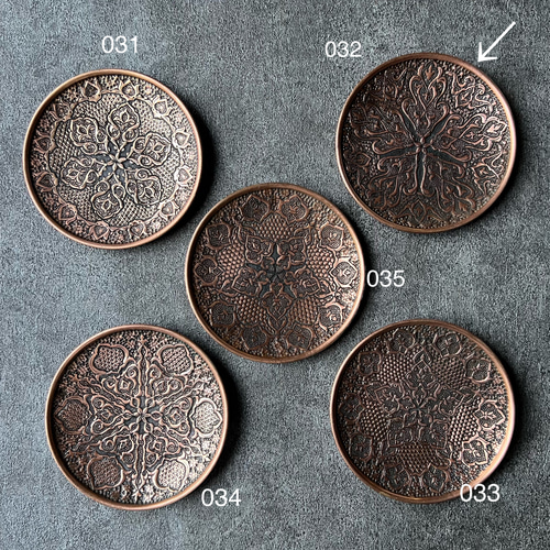 ペルシャの銅皿 飾り皿（ガラムザニー）Φ15cm【GHALAM ZANI -032 