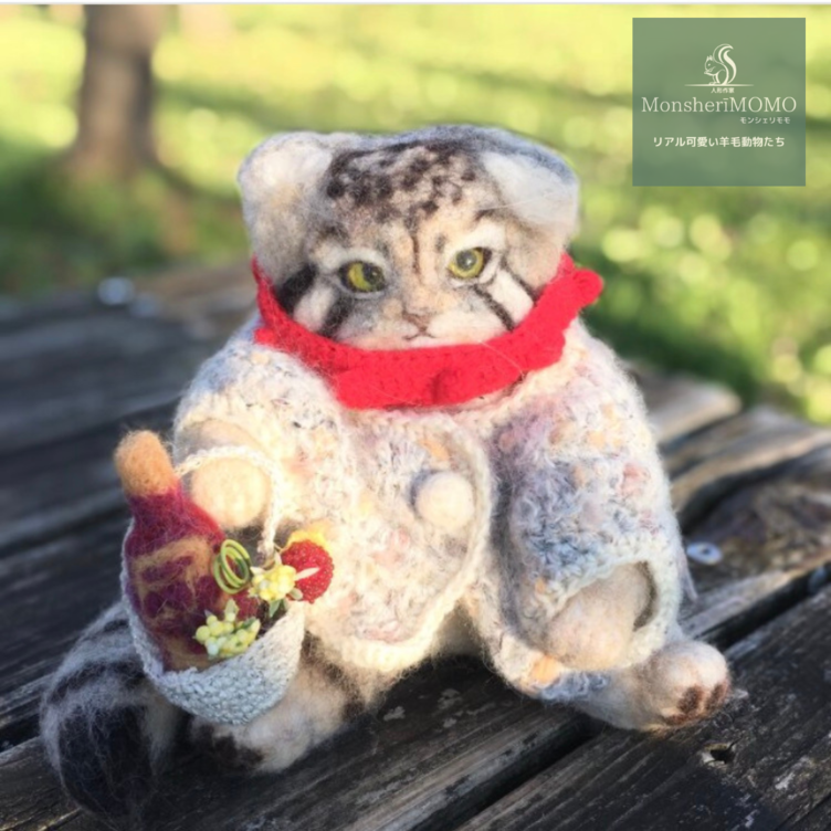 受注制作☆羊毛フェルトのマヌルネコ　スコ座り 17,500円