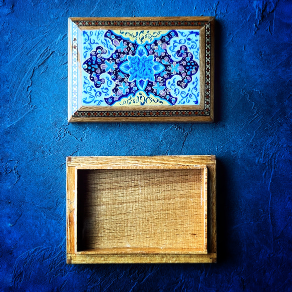 ペルシャの象嵌細工（寄木細工）薄型 小箱【ハータムカーリー152】 9枚目の画像