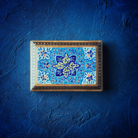 ペルシャの象嵌細工（寄木細工）薄型 小箱【ハータムカーリー153】 2枚目の画像