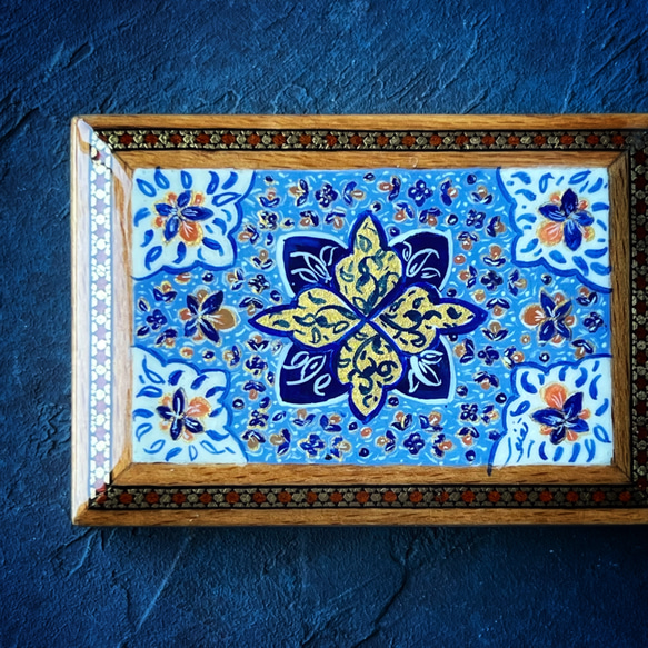 ペルシャの象嵌細工（寄木細工）薄型 小箱【ハータムカーリー153】 9枚目の画像