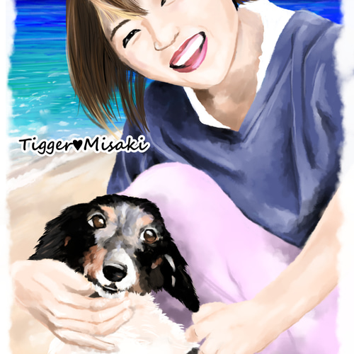 ペットの似顔絵、受付けております。 ペット似顔絵 飼い主様とご一緒に！☆修正回数無制限☆データ