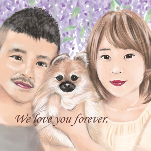 ペット似顔絵 飼い主様とご一緒に！☆修正回数無制限☆データ