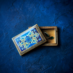 ペルシャの象嵌細工（寄木細工）薄型 小箱【ハータムカーリー155】 1枚目の画像