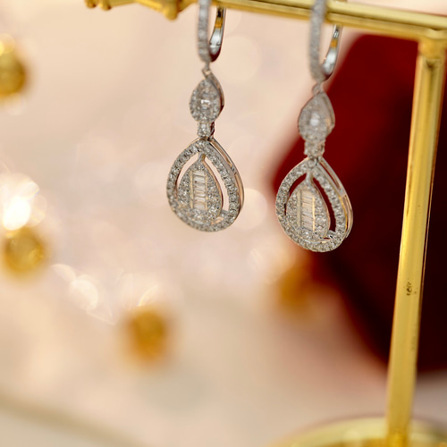 天然ダイヤモンドピアス0.74ct k18 フープピアス