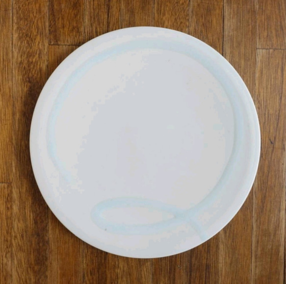 白磁・青磁釉流し掛け大皿（約32.7cm） 1枚目の画像
