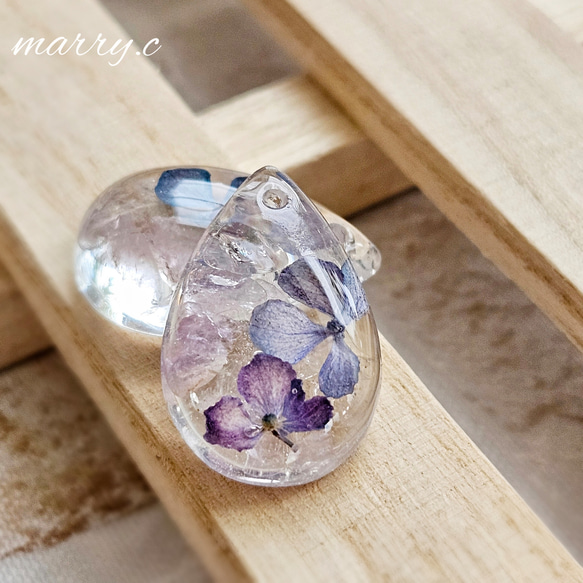 ～紫陽花ラベンダーアメジスト～しずくピアス•イヤリングmarry.c's handmadeaccessory 1枚目の画像