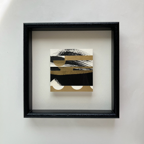 和モダン」額装ミニアートパネル【No.004】墨×アンティーク