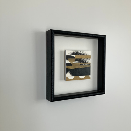 和モダン」額装ミニアートパネル【No.004】墨×アンティークゴールド