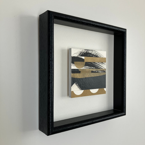 和モダン」額装ミニアートパネル【No.004】墨×アンティークゴールド
