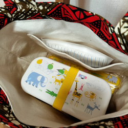アフリカ布　ベナン　トートバッグ　ハンドメイド　お弁当バッグ　ポケット付き 5枚目の画像