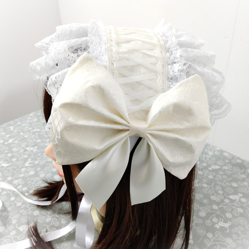 月白✕三段レース ヘッドドレス ヘッドドレス（アクセサリー