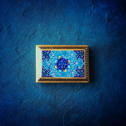 ペルシャの象嵌細工（寄木細工）薄型 小箱【ハータムカーリー156】 2枚目の画像