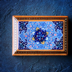 ペルシャの象嵌細工（寄木細工）薄型 小箱【ハータムカーリー156】 8枚目の画像