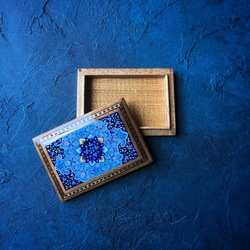 ペルシャの象嵌細工（寄木細工）薄型 小箱【ハータムカーリー156】 1枚目の画像