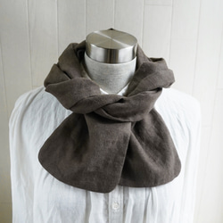 新品！秋冬 溫暖拉絨亞麻圍巾 炭褐色 第4張的照片