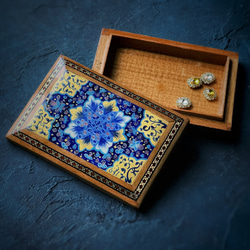 ペルシャの象嵌細工（寄木細工）薄型 小箱【ハータムカーリー159】 12枚目の画像