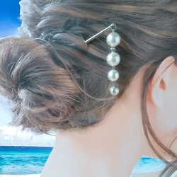 かんざし【パール】シルバー  髪飾り 簡単ヘアアレンジ♪結婚式 卒業式 成人式 フォーマル ギフト 7枚目の画像
