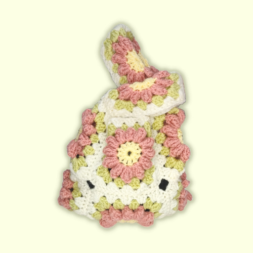 花モチーフ グラニー編み 毛糸 バッグ ブルー ブラウン ピンク