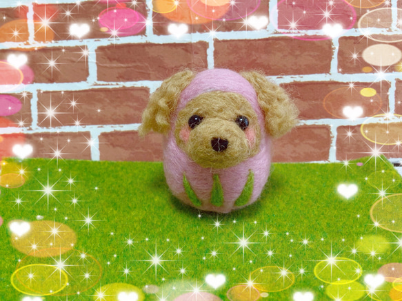 サクラサクトイプードルちゃんのピンクだるま 羊毛フェルト くみ 通販