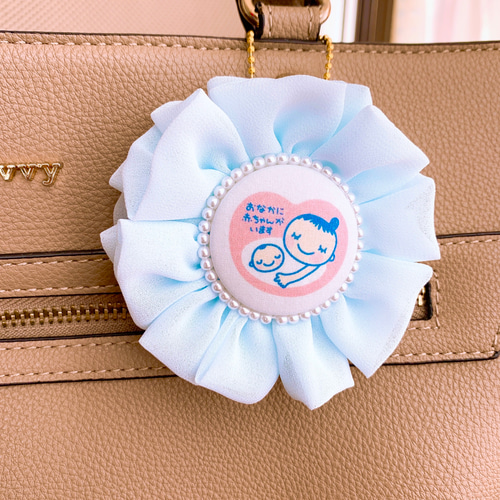 マタニティロゼット マタニティキーホルダー シフォンロゼット 双子