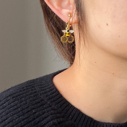 ちーちゃん  ハンドメイドアクセサリー イヤリング 華シリーズ さくらんぼ イヤリング ＆ ネックレス セット 藤