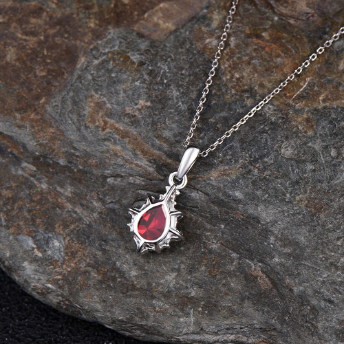 ヴィンテージ 7 月の誕生石 ルビー ネックレス モアサナイト レッド