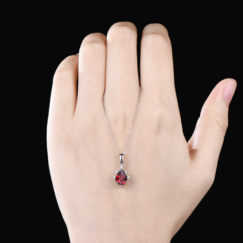 ヴィンテージ 7 月の誕生石 ルビー ネックレス モアサナイト レッド