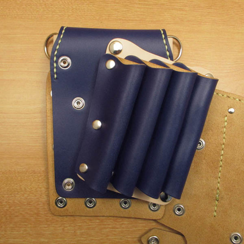 手縫い 本革 4丁差し シザーケース (ネイビー＆ナチュラル) SCA-32