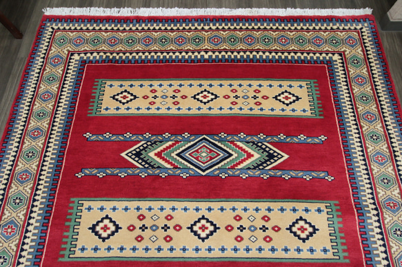 新品　SALE　デパート品質　大判高級カーペット　パキスタン手織り絨毯　リビングラグ　198x241cm　＃137 2枚目の画像