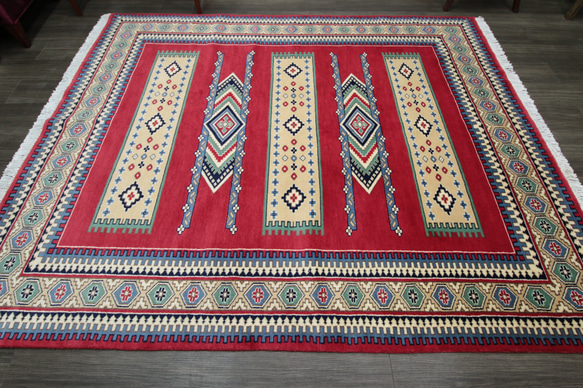 新品　SALE　デパート品質　大判高級カーペット　パキスタン手織り絨毯　リビングラグ　198x241cm　＃137 10枚目の画像