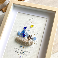 雲の上の出逢い　シーグラス／天然石／フレームアート／鳥 82af00039d4a5677cd69840a9376d7