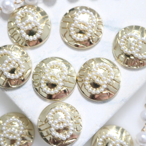 4個) パール 貼り付け カボション メタルパーツ UVレジン 材料 資材