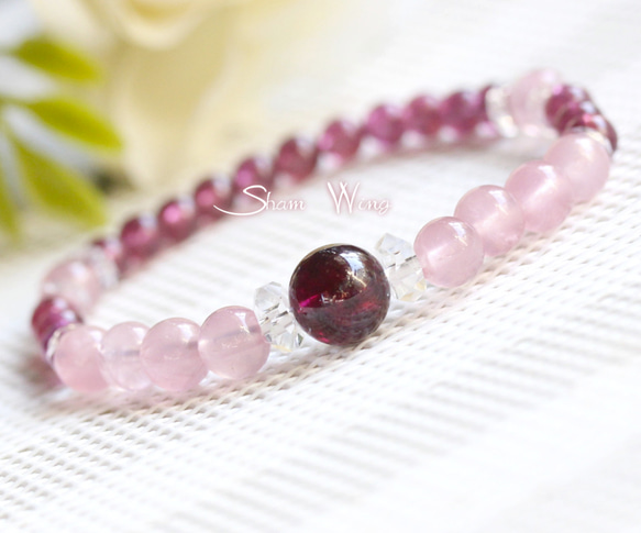 良質,美品】ペリドット&ロードライトガーネットブレスレット