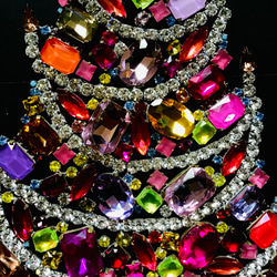 チェコガラス　ビンテージ　クリスマスツリー　ヴィンテージ　チェコ　ラインストーン 5枚目の画像